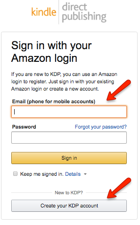 kindle direct publishing login