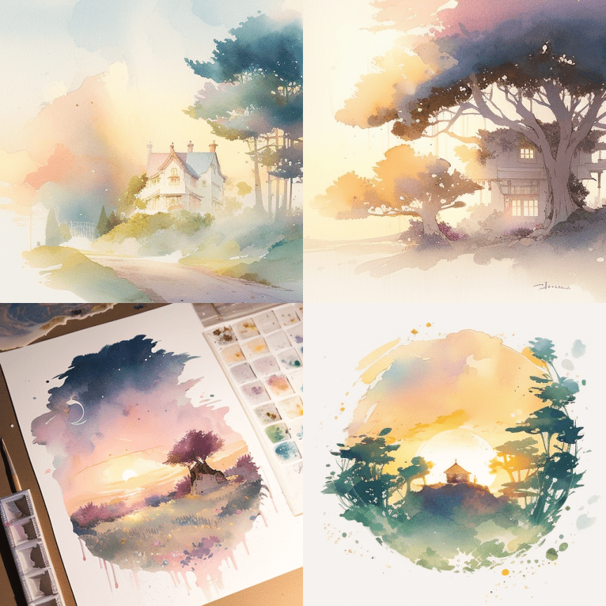 Japanese Watercolor Scenery Midjourney Prompts