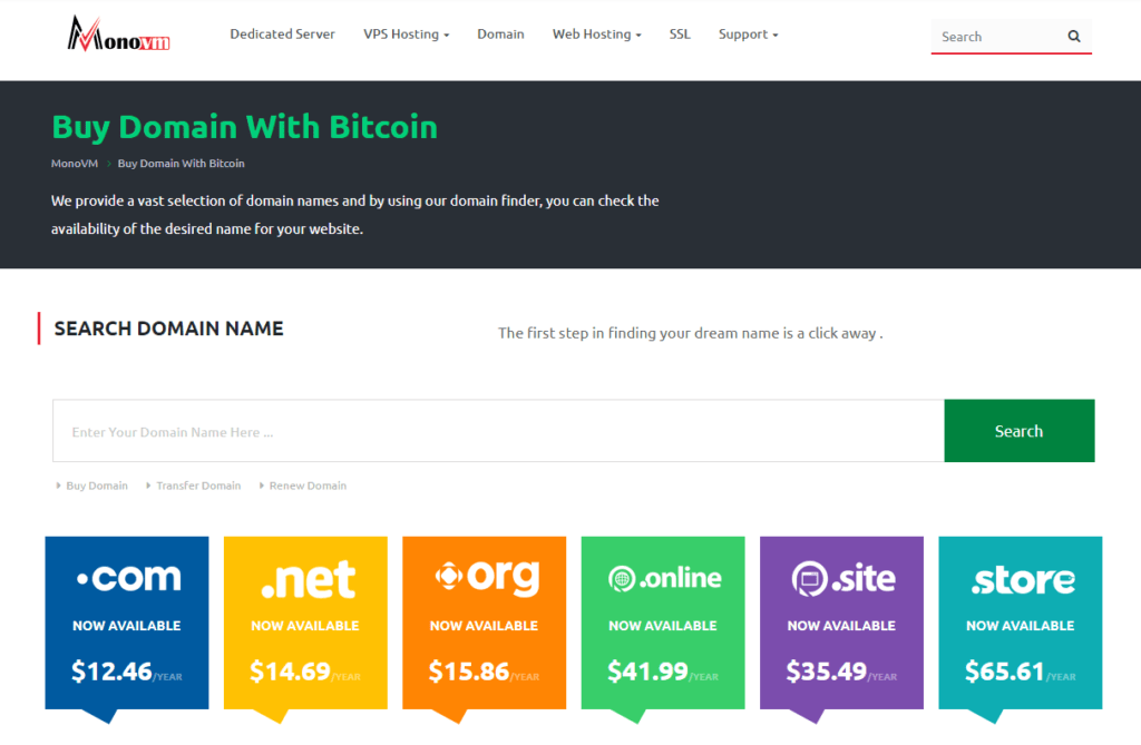 MonoVM best crypto domain name registrar bitcoin