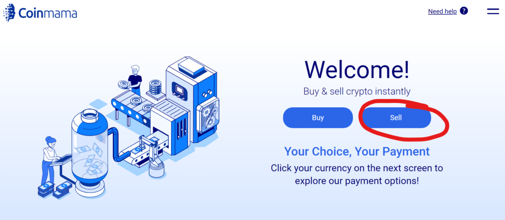 How to Sell BTC on Coinmama - Step 2