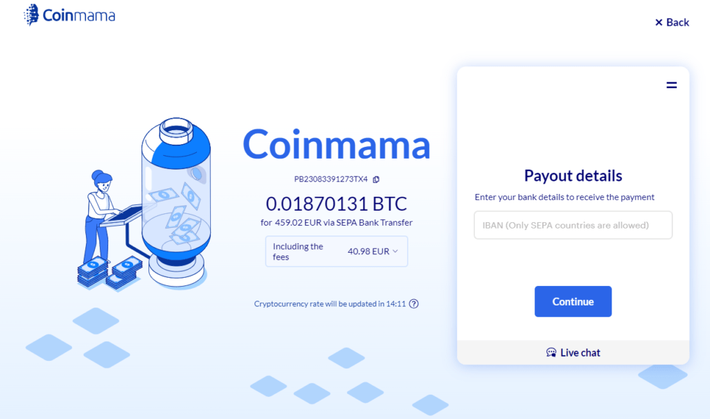 How to Sell BTC on Coinmama - Step 5
