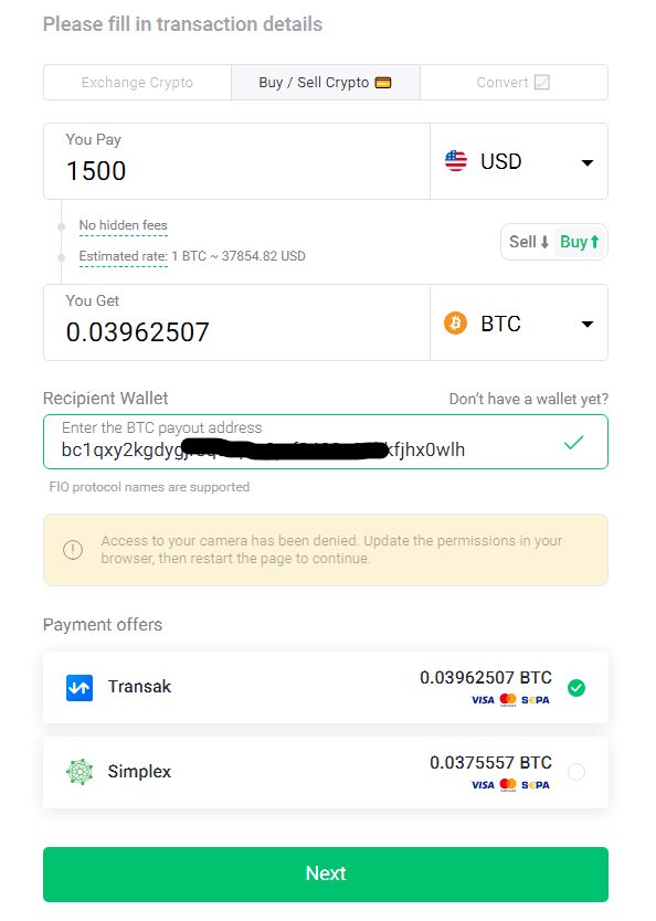 how to buy crypto on ChangeNOW