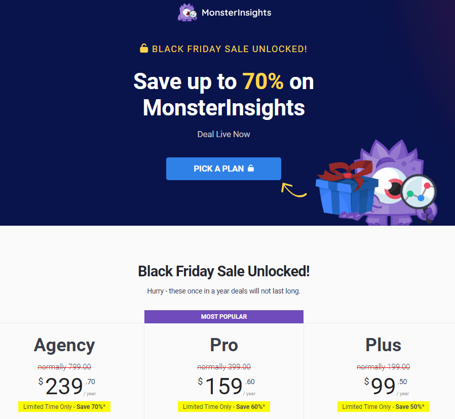 best black friday deal for bloggers - MonsterInsights